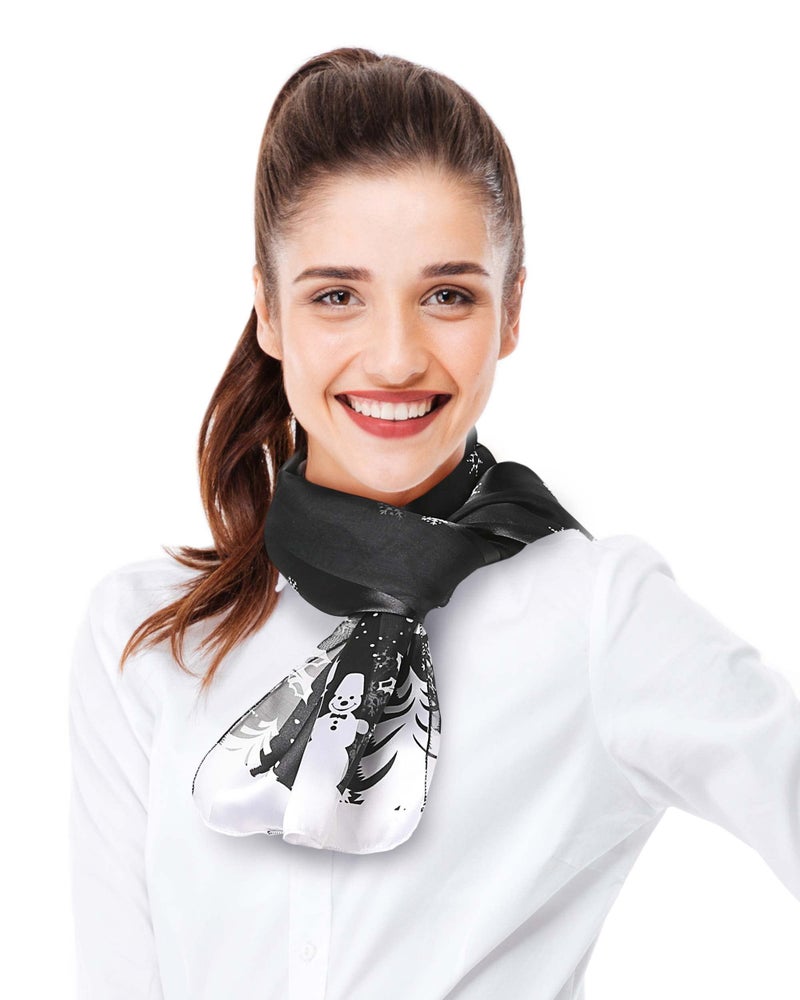 CBC Crown Christmas Theme Scarf, Christmas Scarf - Christmas Winter Day 13"x 60" Made In Korea (WINTER DAY-BLACK) - Image 4